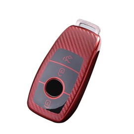 KUNIO Key Fob Cover fit for Mercedes A B C E S G Class GLC CLE GLB CLA W177 W247 B200 W205 S63 AMG A200 MS Car Key Case Key Protection Key Cover TPU Key Cover Case 3 Buttons Red