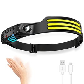 COB LED Headlamp USB Rechargeable Headlight Bar Head Band Torch Work Light 6000K