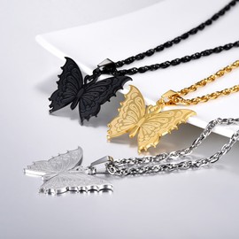PROSTEEL Big Butterfly Pendant Necklace for Women Teen Girls Chain Dainty Chic Jewelry Gift Stainless Steel Butterfly Necklaces