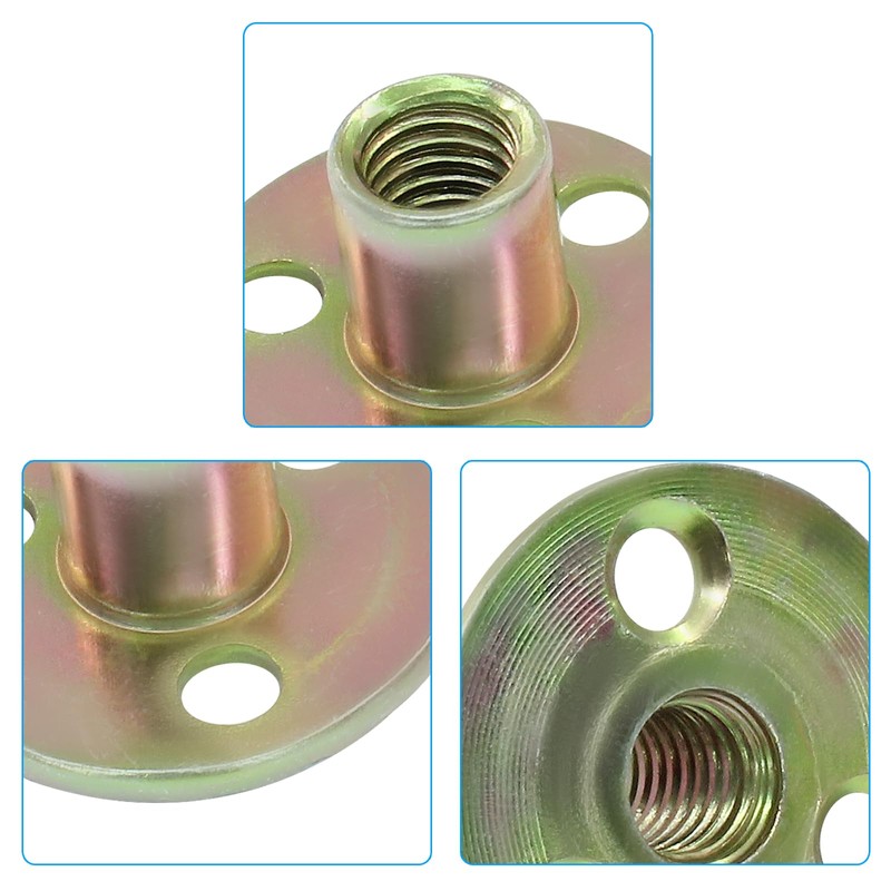 Hordion 24Pcs 3/8"-16 Carbon Steel T Nuts, Round Base Plate