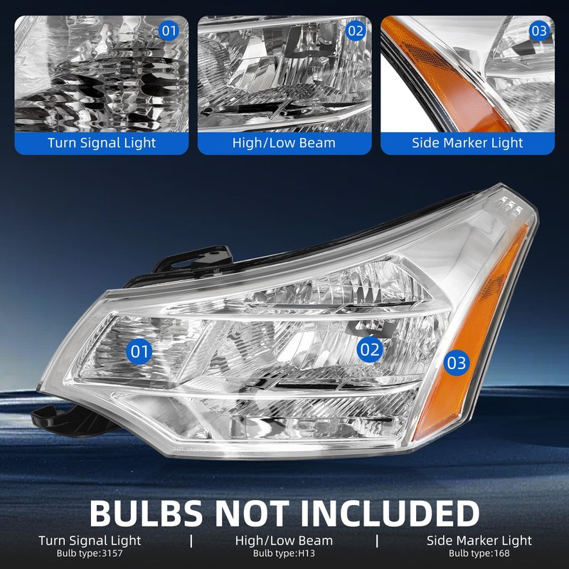 Rvplpr Headlight Assembly Compatible with 2008 2009 2010 2011 Focus