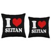 I Love Seitan Vegan Vegetarian Vintage Throw Pillow