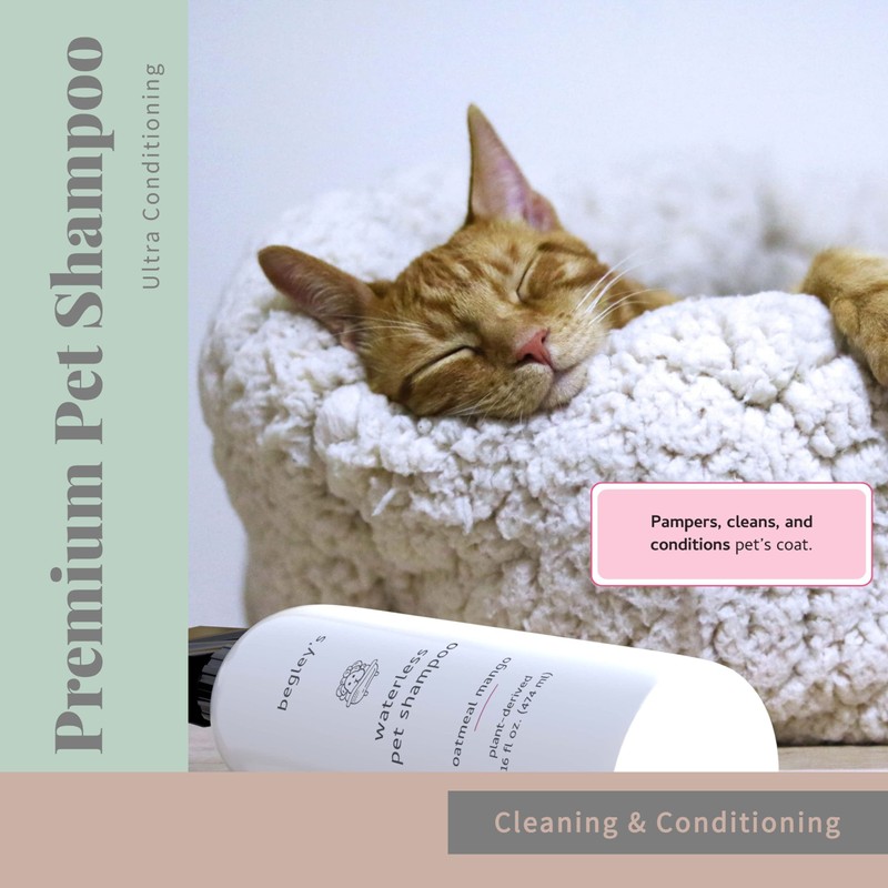 Begley's No Rinse Waterless Pet Shampoo, Bathless Cleaning, Deodorizing, and