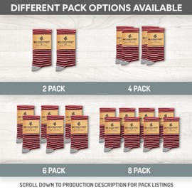 No Cold Feet Fun Colorful Novelty Socks for Men for Dress Casual Formal Groomsmen Wedding, Burgundy and White Stripes