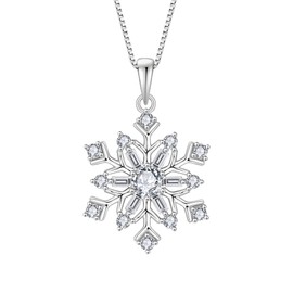 JIWOY Snowflakes Necklace 925 Sterling Silver Pendant Cubic Zirconia Jewelry for Women