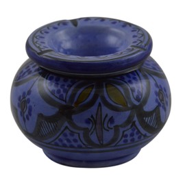 Ceramic Ashtrays Hand Made Smokeless Large Moroccan White Blue