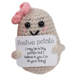 LATRAT Pocket Hug Positive Potato, Creative Knitted Wool Potato Doll, Motivational Gifts, for Friends, Party Decoration, Encouragement (Beige Potato)