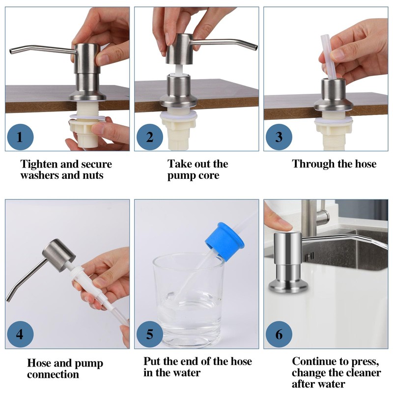 Dish Soap Dispenser for Kitchen Sink, Countertop Built in Sink