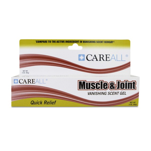 CareALL® 3.0 oz. Muscle & Joint Vanishing Scent Gel, Non-Greasy, Pain Reliver Gel for Muscle and Back Ache and Minor Arthritis, Compare to Active Ingredients of Bengay Vanishing Scent, 2.5% Menthol