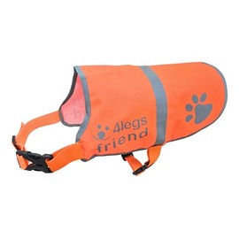 4LegsFriend Orange Dog Safety Reflective lightweight vest 6 Sizes - Snap Lock Side Release Buckles and adjustable straps, High Visibility for Outdoor Activity Day and Night - S