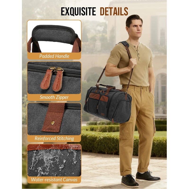 Celvetch Canvas Duffle Bag for Travel 50L Expandable Travel Duffel