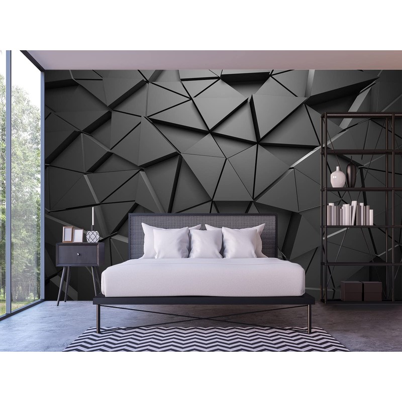 Cliouar-Black Geometric Figures 3D Wallpaper Mural Peel and Stick 98"