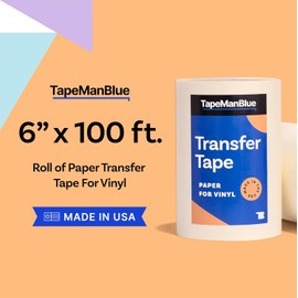TapeManBlue: Cinta de transferencia de papel de 6 x 100 pies, alta calidad, calcomanía layflat, fácil aplicación y limpieza, fabricado en EE. UU.