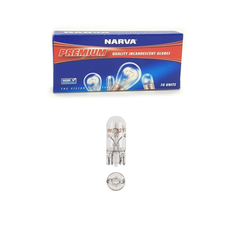 Narva 12V 5W Premium Wedge Globe 10-Pieces, 10 mm x