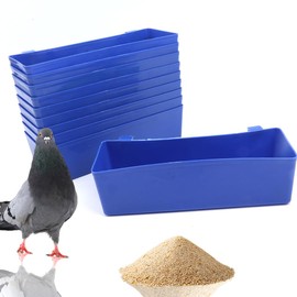 10 Pack Pigeon Plastic Feeder Bird Food Cup Water Bowl for Small Bird Pigeon Parrot Cockatiel Parakeet Conure Finch Chicken Quail Dove (Blue)