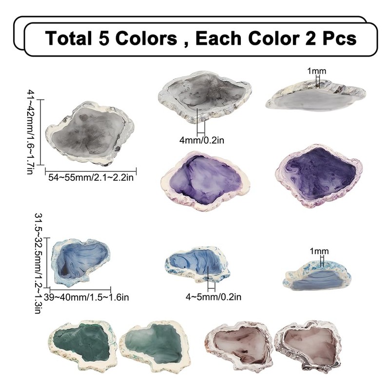 SUNNYCLUE 1 Box 10Pcs Agate Light Table Slices Imitation Resin