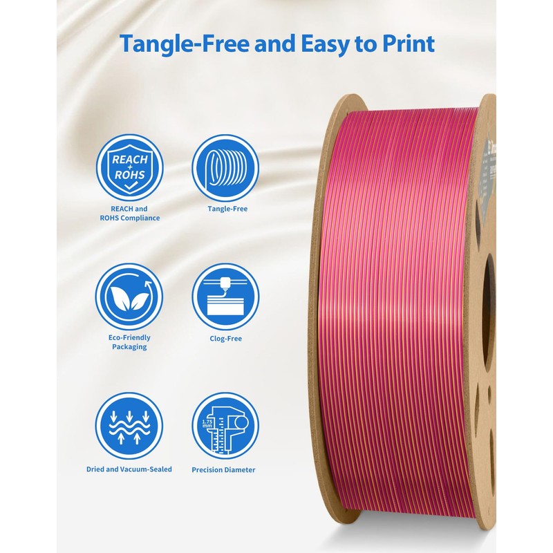 DURAMIC 3D PLA Filament 1.75mm 1kg Spool, Jam-Free High Stifness