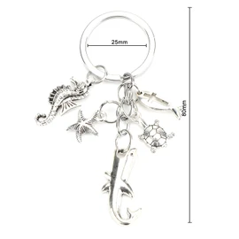 Stylish Alloy Key Ring, Fish and Seahorse Couples, Gift for Women and Girlfriends, Ideal as a Birthday Gift or Small Gifts, Birthday Gift for Women, silver, S