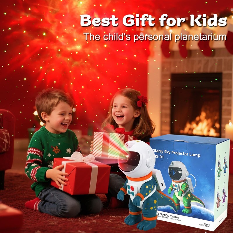 LOVME Galaxy Star Projection Night Light, Dinosaur Astronaut Space Projector