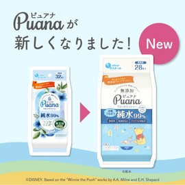 Elleair Puana Wet Wipes, 99% Pure Water, Portable, 28 Sheets (Disney Design)
