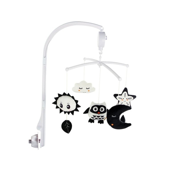 Baby Musical Cot Mobile Universal Nursery Baby Cot Bed Mobile Cute Music Activity Crib Stroller Soft Toys for Newborn Infant Toddler Black and White Take-Along Mobile Baby Mobile with Music Misoyer