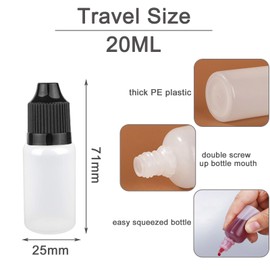 Apstaqeoo 20Pcs, 20Ml Plastic Dropper Bottles, Empty Squeezable Liquid Dropper Bottle Eye Droppers Sample Dispenser White Paint Dropper Bottles with Cap, Funnel, Label, Dropper for Essential Oil