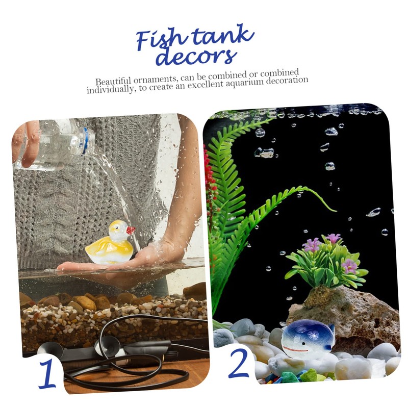 Kisangel 3pcs Ceramic Floating Fish Tank Ornament Hand-Painted Aquarium Decor