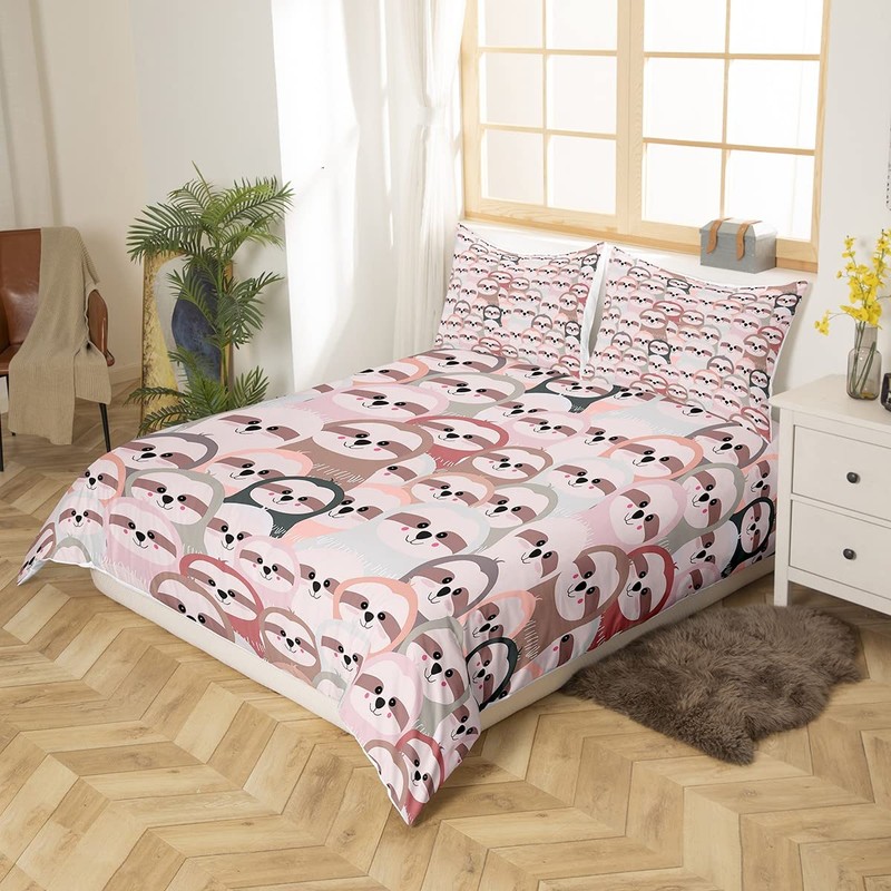 Cute Sloth Duvet Cover Pet Cartoon Sloth Bedding Set for