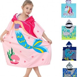 Kids/Baby Hooded Beach Bath Towel Robe - Absorbent Character Cloak 75X150CM/Pink Unicorn [Cross-border] 4ea