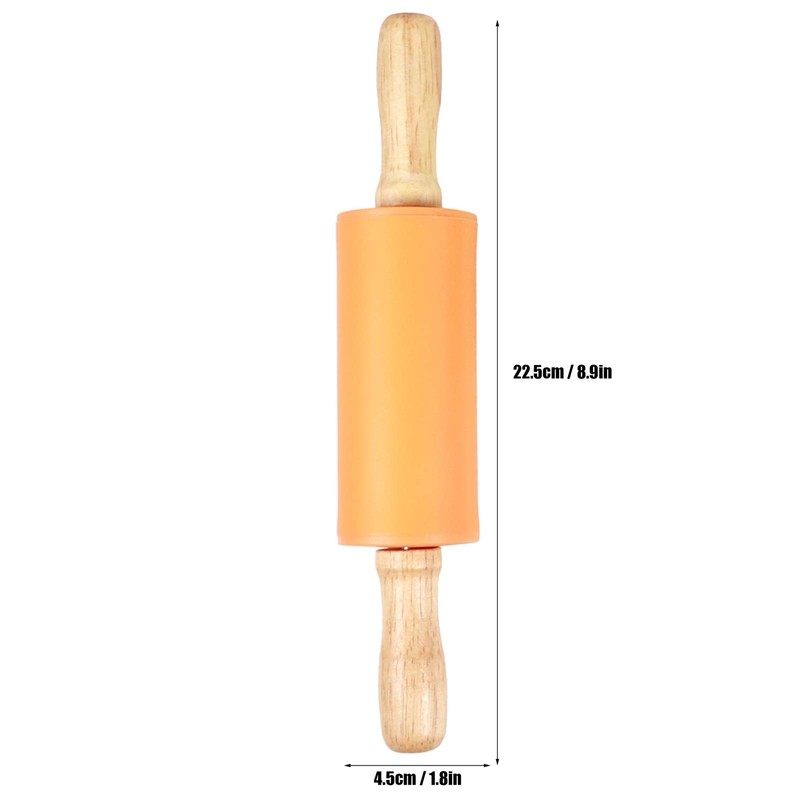4PCS Rolling Pin NonStick Silicone Mini Wooden Handle Rolling Pins