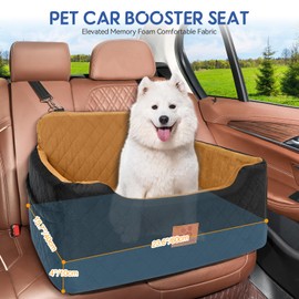 GL GLENSLAVE Dog Car Seat for Medium/Large Dogs, Pet Car Seat for Dog Under 50lbs or 2 Small Dogs, Detachable and Washable Dog Booster Seat,Multi-Functional Travel Dog Bed(Black/Brown)