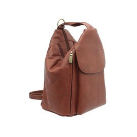 VISCONTI - Leather Anti Theft Backpack For Women - Medium Rucksack With Adjustable Shoulder Straps - Multiple Pockets - 18357 DANII - Brown