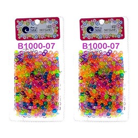 Tara Assorted Color Design Plastic Beads For Braid Hair (Pack Of 2) Selection (B1000-07)