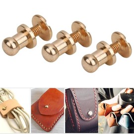 Juego de 20 tornillos remache 7x5mm, clavos de fijación cobre, cabeza redonda punto, para cinturón cuero libro álbum(Oro)