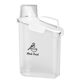 Brabtod Bird Seed Storage Container Portable-3 Qt/2.8 L Clear Pet Food Container-with Measuring Cup/Lid,Airtight Wild Bird Seed Dispenser for Storing Sunflower Seed|Squirrel proof|BPA Free-White