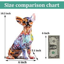 Estatua creativa de Chihuahua, estatua de perro multicolor de Chihuahua para decoración interior, figura artística de perro de colores para regalar a los amantes de los perros, o para llenar el espacio interior