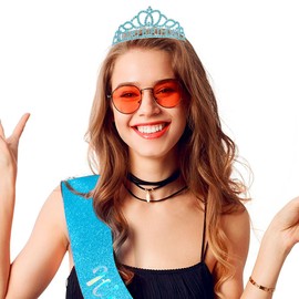 Its My Birthday Blue Tiara & Sash Set - Adult Women's Birthday Crowns & Decorations
