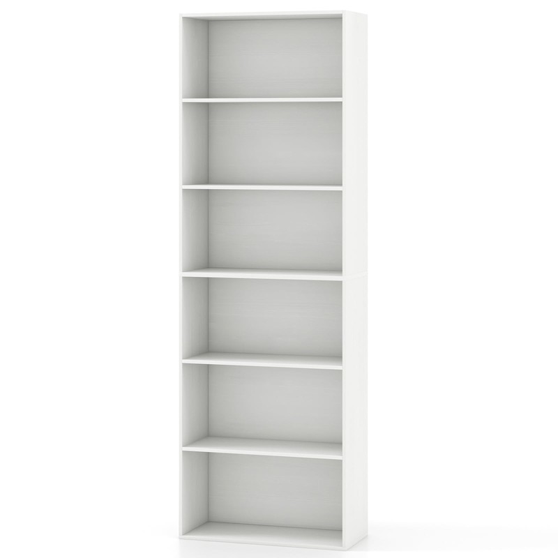 SILKYDRY 6-Tier Bookcase, Wooden Bookshelves and Bookcases, Floor Standing Open
