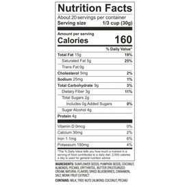 LOW CARB Keto Nut Granola, Blueberry Cinnamon, 22oz (642g)