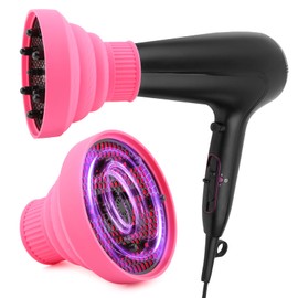 Silicone Hair Dryer Diffuser Foldable Hair Dryer Diffuser Attachment Profession Blow Dryers Diffusers Diameter D 1.38-1.97inch(COLOR:Pink)