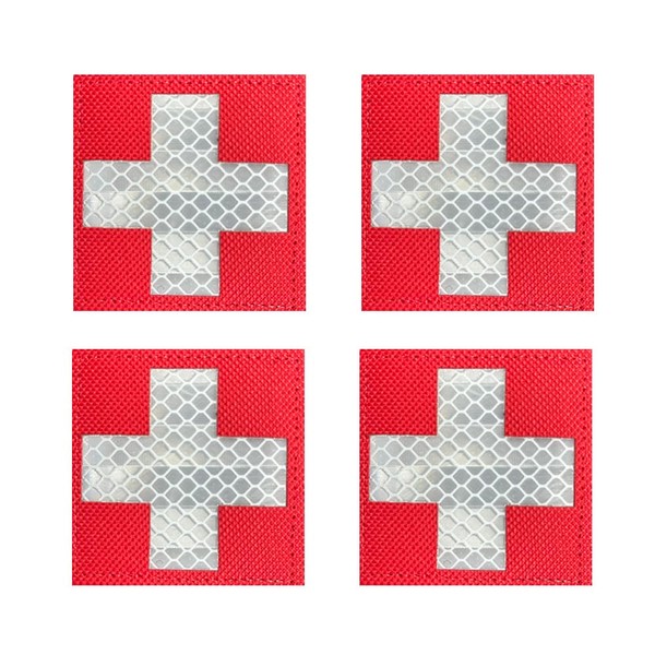 4 PCS Reflective Red White Cross Medical Patch First Aid