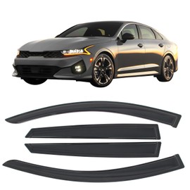 IKON MOTORSPORTS Tape on Window Visors Compatible with 2021-2025 Kia K5, Acrylic Smoke/Tinted Rain Guards, Side Window Wind Deflectors 4PCS