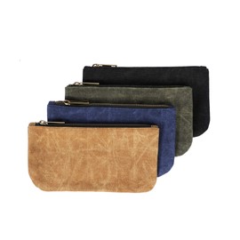 4 Pack Small Heavy Duty Waxed Canvas Tool Bags with Metal Zipper Waterproof Tool Bags