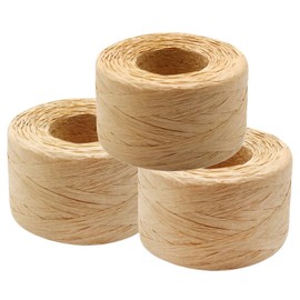 3 Rolls 100M Natural Raffia Paper Ribbon,Natural Paper Raffia String Packing Ribbon Raffia Twine Paper Ribbons Recyclable String Packing Ribbon Raffia Yarn for Gift Wrapping