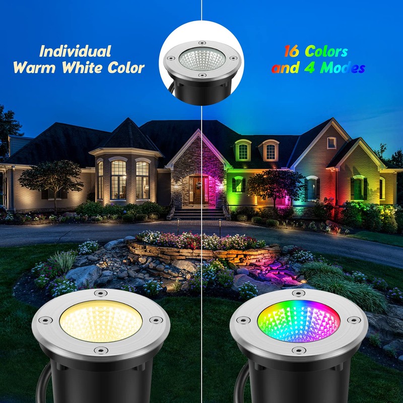 Junview Low Voltage Landscape Lights RGBW LED Well Lights Landscape