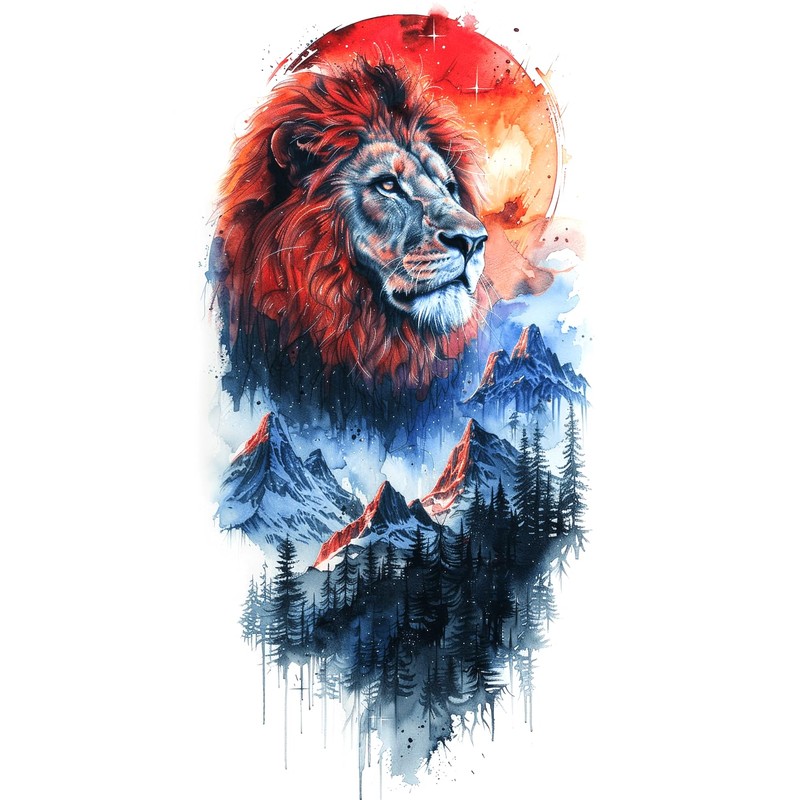 5 Sheets Temporary Lion Tattoos Animal Tattoos Arm Tattoos AI