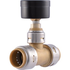 SharkBite Max 3/4 x 3/4 in Pressure Gauge Tee, Push-to-Connect Brass Plumbing Fitting, UR24438