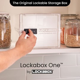 Lockabox One™ | Compact and Hygienic Lockable Storage Box for Food, Medicines, Tech and Home Safety | One Size 12 x 8 x 6.6 inches externally (Crystal)
