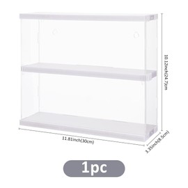 SUPERFINDINGS Acrylic Display Case Clear Wall Mountable Display Case for Collectibles 2 Tier Desktop Dustproof Display Cabinet Box Collections Showcase Storage Organizer for Rock Crystals Minifigures