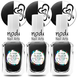 SheModern STICKY OPAQUE BLACK Stamping Polishes (Set of 3) For Nail Art Design Air Dry Collection. More Transfer Time with Tacky Surface for Easy Adhere of Pigment, Glitter
